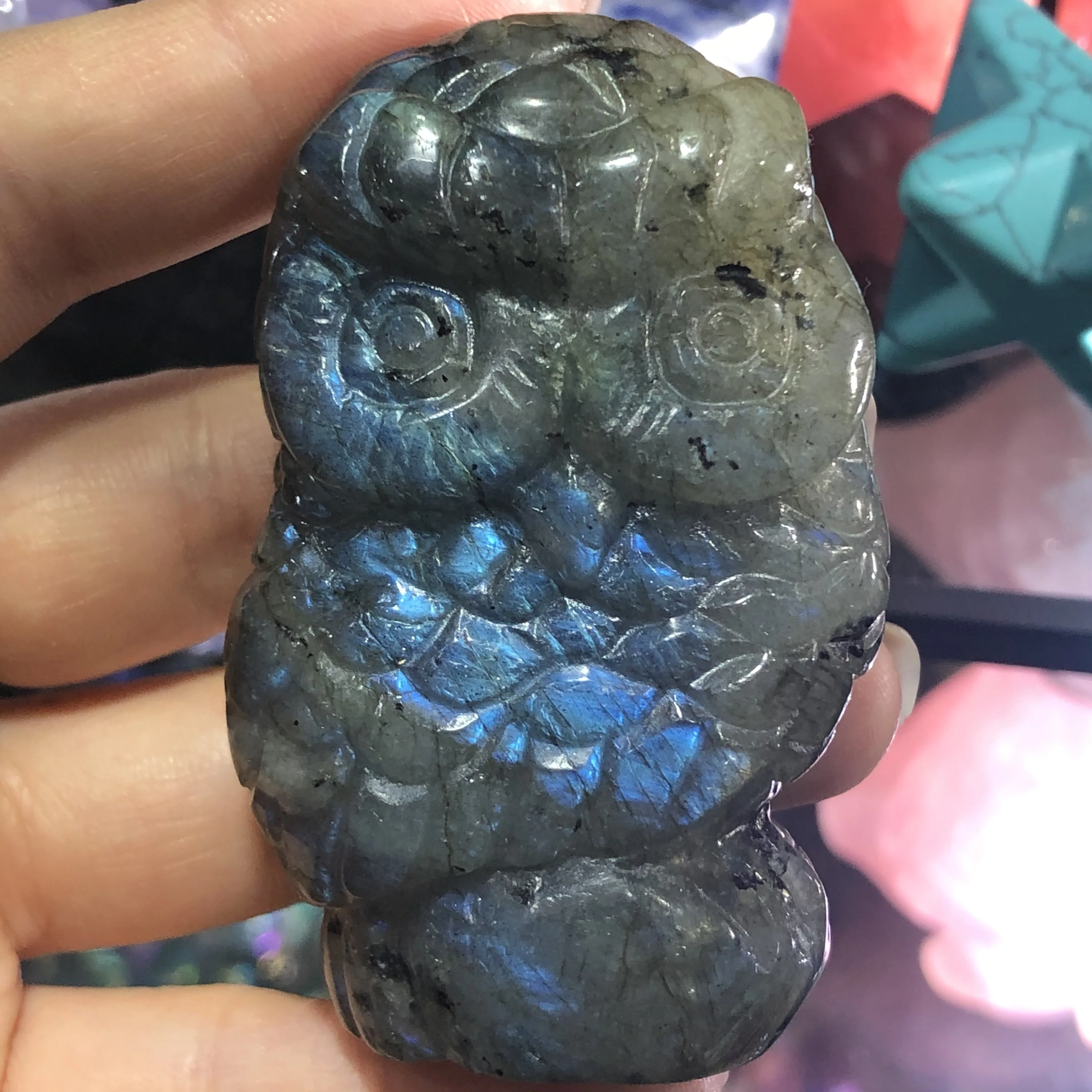 

Natural labrador mineral crystal carving owl