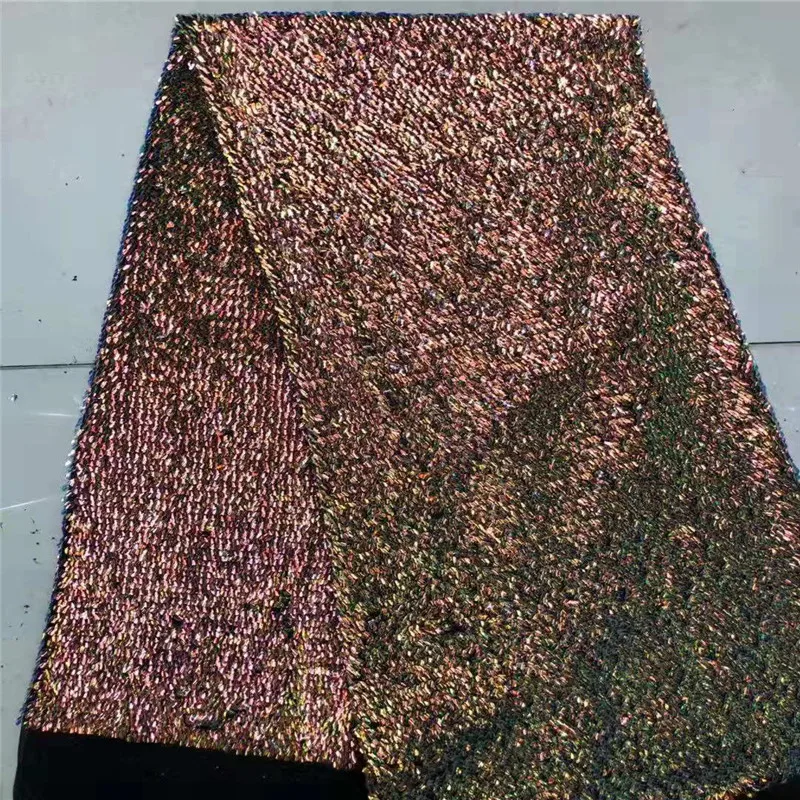 

2019 Latest Sequins French mesh lace High Quality African Lace Fabric Nigeria Embroidered Tulle Lace Fabric For Wedding 5yards