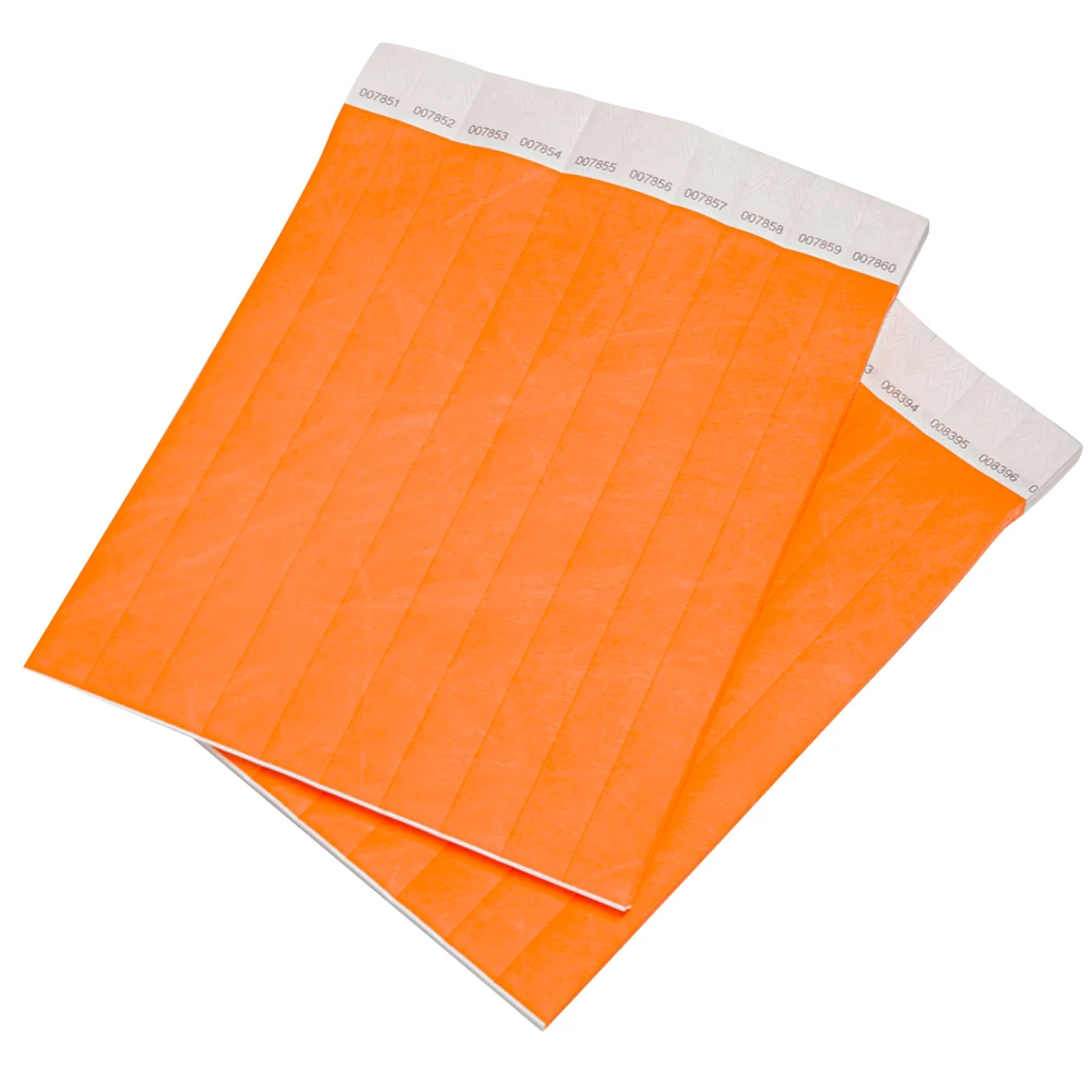 Neon Orange Color 3/4 inch Tyvek Wristbands with Number, Beautiful Color Wristbands for Parties Events Identification 500 pieces