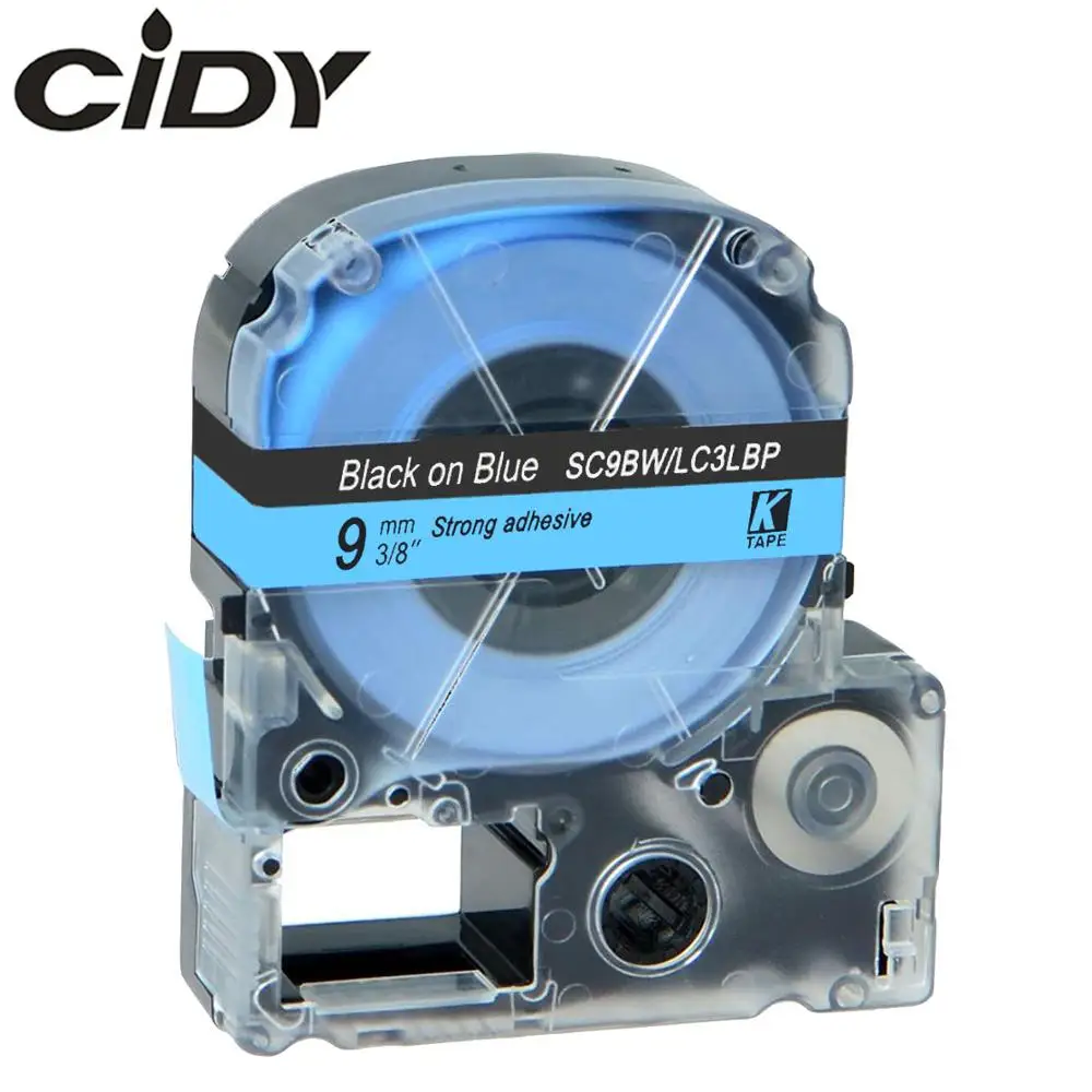 CIDY 9MM 블랙 블루 SC9BW/LC-3LBP 라벨 테이프 kingjim/epson LW300 LW400 LC-3LBP9 LW-600P SR150 용 LW-700P