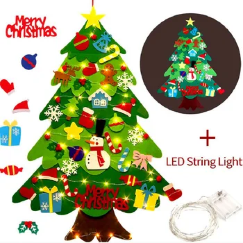 

DIY LED Fairy String Lights Kids Felt Christmas Tree 70*95cm Xmas Party Ornaments New Year Gifts Christmas Decoration for Home