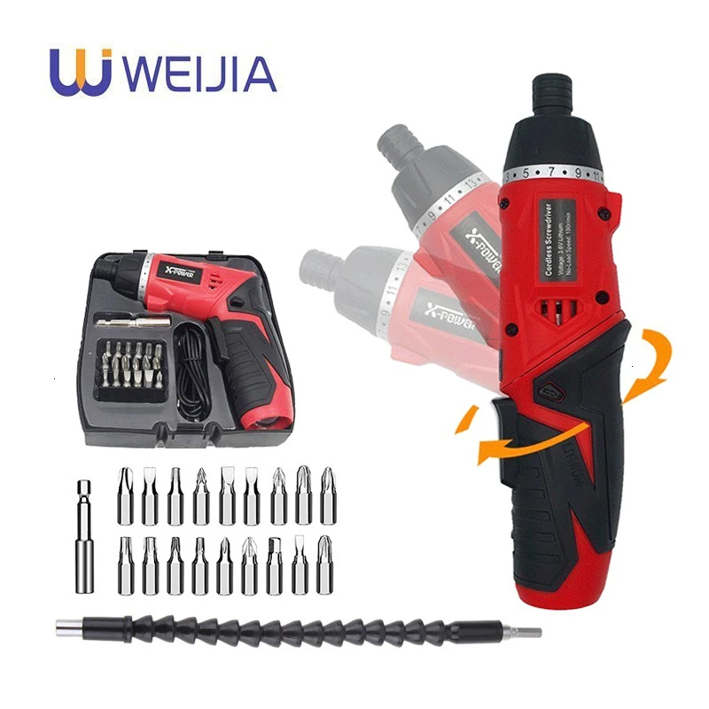 Bateria de Lítio Chave de Fenda Multi-função sem Fio Led com 20 Elétrica Recarregável Ajustável Furadeira Ferramentas Elétricas Peças Bits 3.6 v