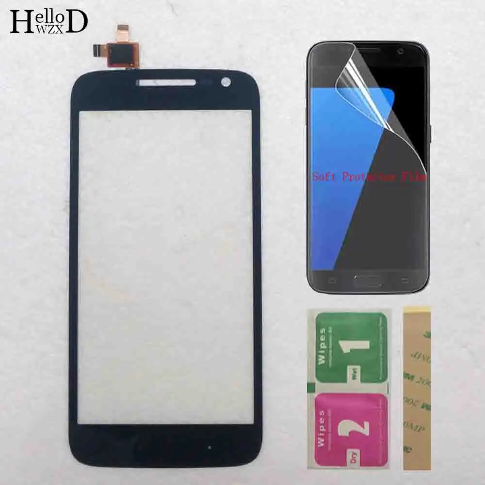 Black 5,0 ''сенсорная панель для Motorola Moto G4 Play сенсорный экран дигитайзер сенсорная панель стекло ремонт телефона 3M клей защитная пленка - Цвет: Black