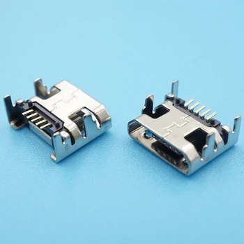 

100pcs Micro USB Connector 5 Pin Female Jack Mini Micro USB Charging Port Microphone Connector Four Legs Inserting Plate Jack