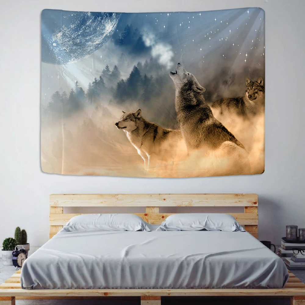 Animals Wolf Tapestry Background Wall Hanging Tribal Animal Sheets Home Decor Beach Mat,tapestry decor