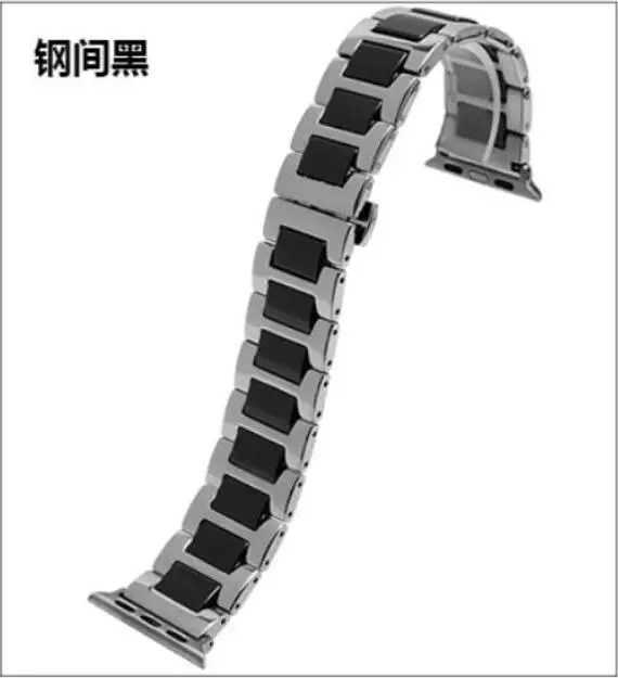 silver black Керамическая масса браслета из нержавеющей стали bukle для Apple Watch Band 38 мм 40 мм ремешок для iwatch band 42 мм 44 мм серии 5 4 3 2 1 - Цвет ремешка: silver black