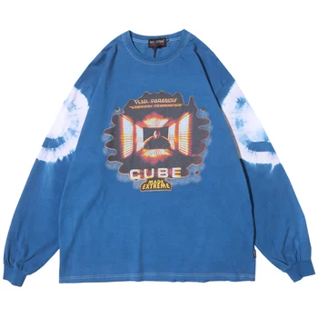 

Women Mens Tie Dye Prined Long Sleeve Tees Shirts 2020 Mens Women Hipster Hip Hop Casual Streetwear Tshirts Fashion Tops