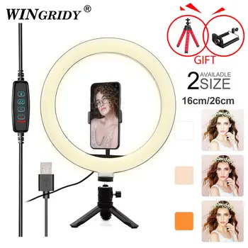 

6in 10in 16cm 26cm LED Ring Light Phone Holder Selfie Mini tripod Ring Lamp For iphone huawei xiaomi Youtube Live broadcast Vide