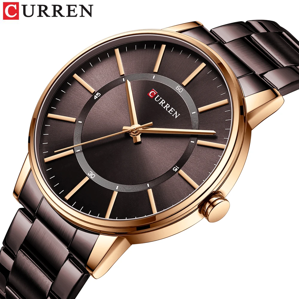 

CURREN Men Fashion Brown Golden Quartz Watches Waterproof Stainless Steel Wristwatches Military Sports Clock Relogio Masculino