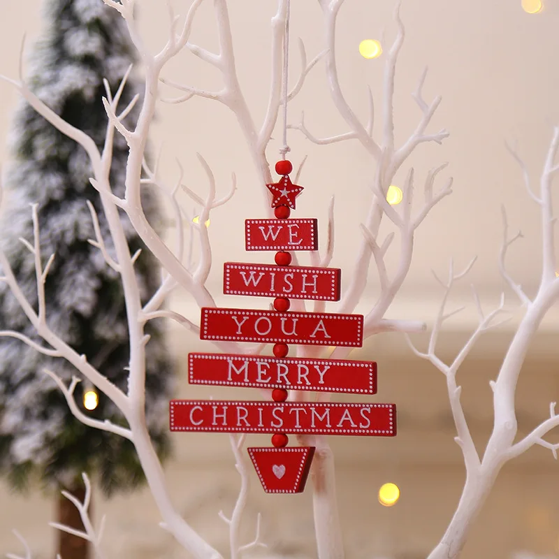 1 шт., снежинка, олень, Санта-Клаус, Рождественская елка, кулон из натурального дерева, висячие украшения, рождественские, новогодние, вечерние, Декор, принадлежности 62883 - Цвет: 2PD-62364-3