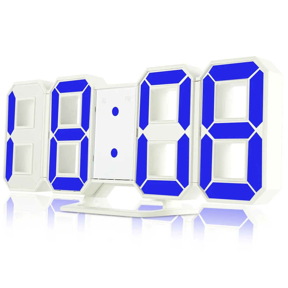 

3D LED Digital Alarm Clocks 24 / 12 Hours Display 3 Brightness Levels Dimmable Nightlight Snooze Function Home Kitchen Office