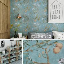 Pastoral Style Floral Pattern Self Adhesive Wallpapers Living Room Background Wall Stickers Furniture Decorative DIY Home Decor