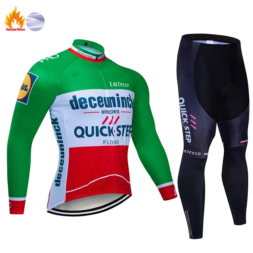 Cycling suit QUICK шаг Pro Team Велоспорт Джерси Зимняя Теплая Флисовая одежда для велоспорта комбинезон набор MTB Ropa Ciclismo Майо Одежда - Цвет: Cycling suit