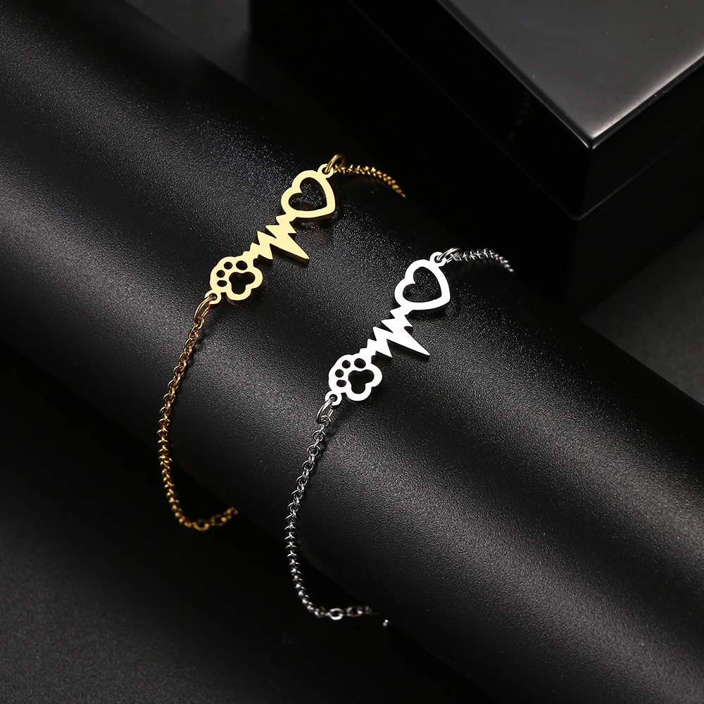 Stainless Steel Bracelets Classic Cartoon Dog Paw Chain Fashion Charm Bracelet For Women Jewelry Party Friends Best Gifts NEW