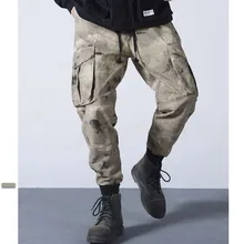 Модные армейские камуфляжные брюки карго, мужские повседневные шаровары, хлопковые корейские уличные хип-хоп штаны для бега, военные свободные брюки