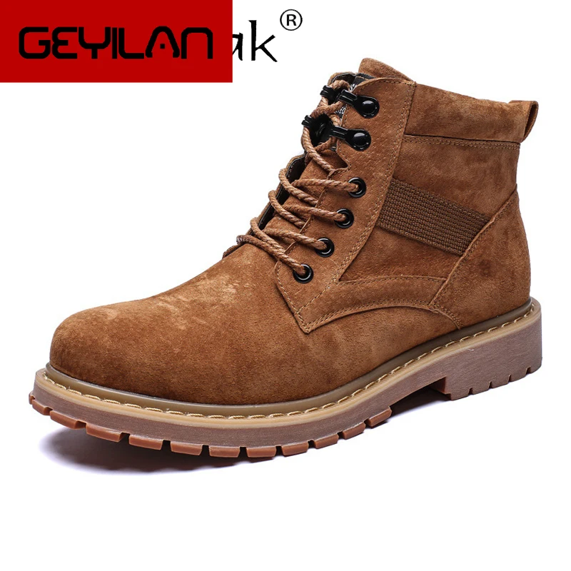 

Genuine Leather Men Boots Non-slip Big Size 37-44 Handmade Winter Man Work Ankle Boot Fashion Lace-up Men's Casual Shoes