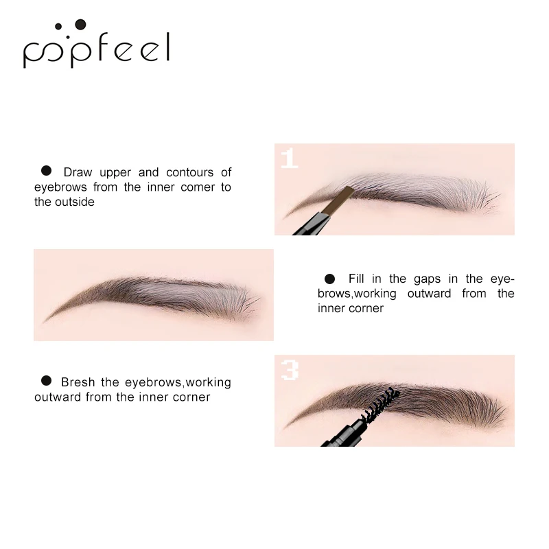POPFEEL, 5 видов цветов, автоматический карандаш для бровей, водонепроницаемый, стойкий, для бровей, оттенки, тон, карандаш для бровей, макияж, коричневый, черный, серый, оттенок, макияж