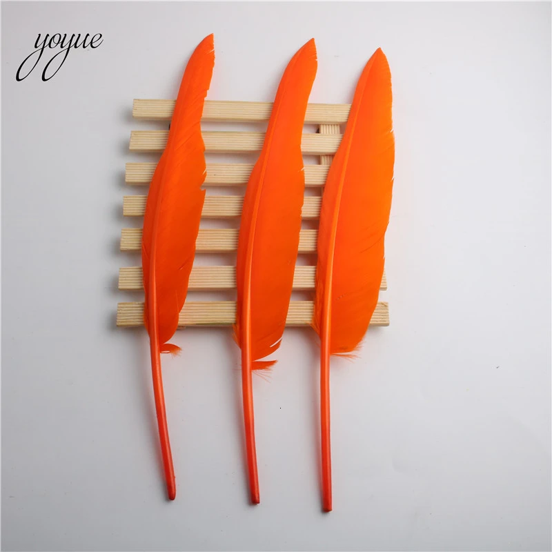 Orange YOYUE 100 шт/партия окрашивающие гусиные перья, пух 12-14 дюймов/30-35 см Природные Перья для ремесла Одежда DIY Свадебные украшения - Цвет: Orange