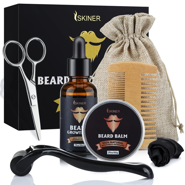 4pcs/set Men Beard Kit Grooming Beard Set Beard Oil Moisturizing Wax Blam Comb Beard Wash Beard Conditioner With Box For Boy Men 1