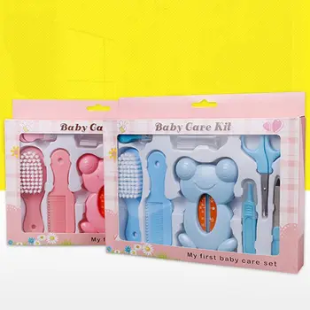 

8pcs/set Newborn Baby Care Kit Lovely Cartoon Kids Water Thermometer Nail Clipper Scissor Grooming Brush Toiletries For Infant
