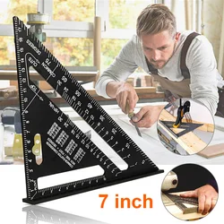 7 Inch Triangle Ruler Aluminum Square Protractor High Precision Roofing Scale Engineer Carpenter Framing Layout Measuring Tool