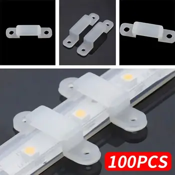 

Durable 100pcs Silicon Fastener Fixer Silicon Clip 5050 5630 LED Strip Light RGB Home Decor Soft Clear Silicone Fix Accessory