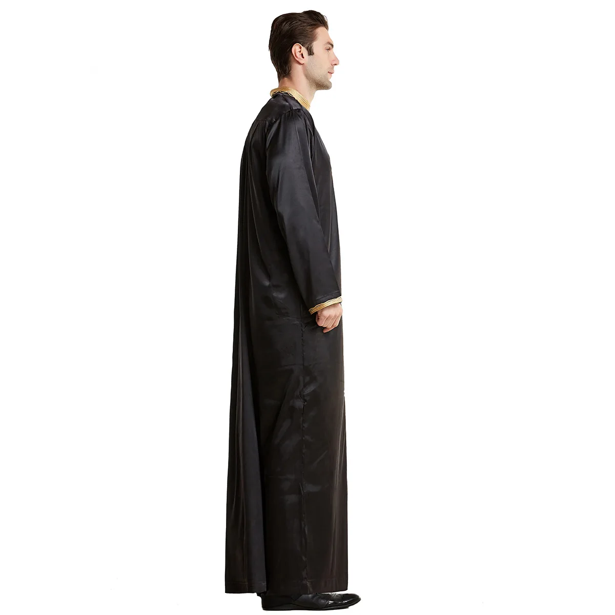 Roupa islâmica, jubba thobe, colarinho longo, masculina, árabe