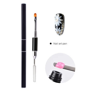 

Dual End Nail Art UV Gel Liner Brush Manicure Painting Pen Mixing Spatula for Drawing Lines Fine Details Flowers Patterns