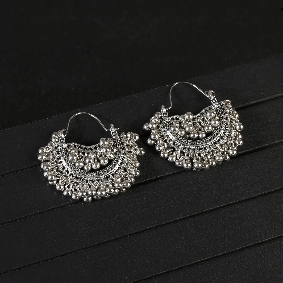 Women's Afghan Gold Color Alloy Sector Earrings Bohemian Vintage Antique Ethnic Statement Indian Egypt Jewelry golden earrings