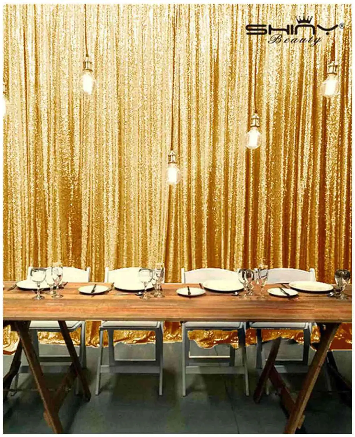 

Dark Gold Party Backdrop Curtain 24x120 Inch Photobooth Background Backdrop Decoration-M190921