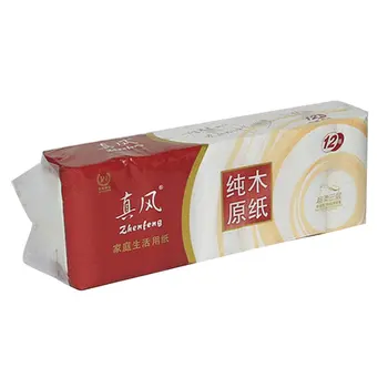 

Household paper roll Original wood pulp fine and soft without fluorescent agent water absorption is stronger 12 pcs