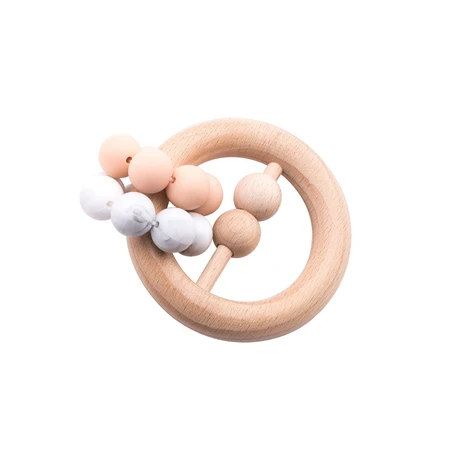 Pink rattle 1 шт. детские погремушки для детей от 0 до 12 месяцев Детские Прорезыватели для зубов из пищевого дерева, силиконовые игрушки для прорезывания зубов в виде животных, браслет для кормления, товары для младенцев - Цвет: Pink rattle