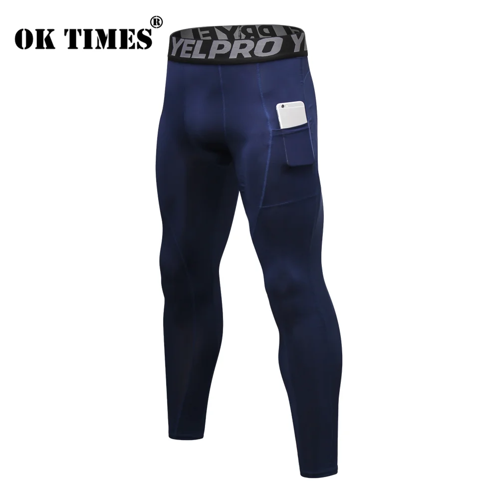 Dark Blue Быстросохнущие мужские компрессионные колготки, леггинсы для бега, спорта, Мужские штаны для бега, спортзала, фитнеса, брюки, обтягивающие тренировочные штаны для йоги - Цвет: Dark Blue