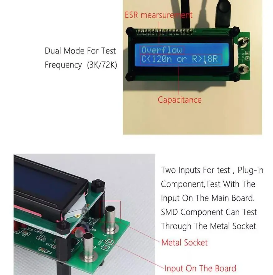 ESR01 Autorange индуктивность тестовый er 20000 отсчетов емкость ESR сопротивление SMD