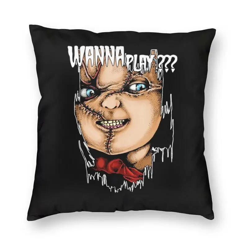 

Wanna Play Child'S Play Horror Throw Pillow Case Home Decorative Custom Horror Movie Cushion Cover Pillowcover for Living Room