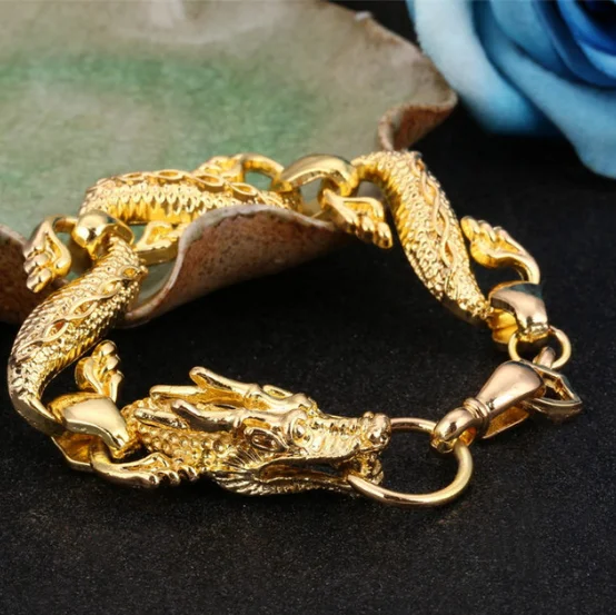 Высокое качество дракон черный винтажный панк браслет для мужчин нержавеющая сталь модные ювелирные изделия Хип-хоп браслеты и браслеты Homme ювелирные изделия - Окраска металла: Gold Bracelet