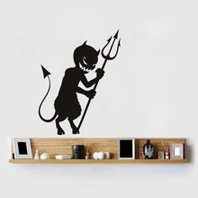 Стикер стены смешной Дьявол Стиль паста Творческий ПВХ самоклеющиеся наклейки на стену