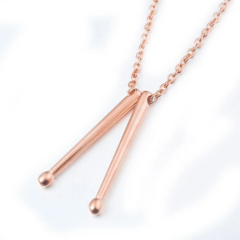 Men Stainless Steel Necklace Chain Necklaces Rockers Jazz Band Drum Drummers Snare Stick Pendant Mens Jewelry | Украшения и