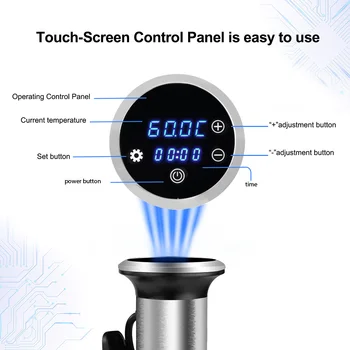 

Led Steak Home Stainless Steel Sous Vide Cooker Vacuum Accurate Temperature Touch Screen IPX7 Waterproof Digital Display Food