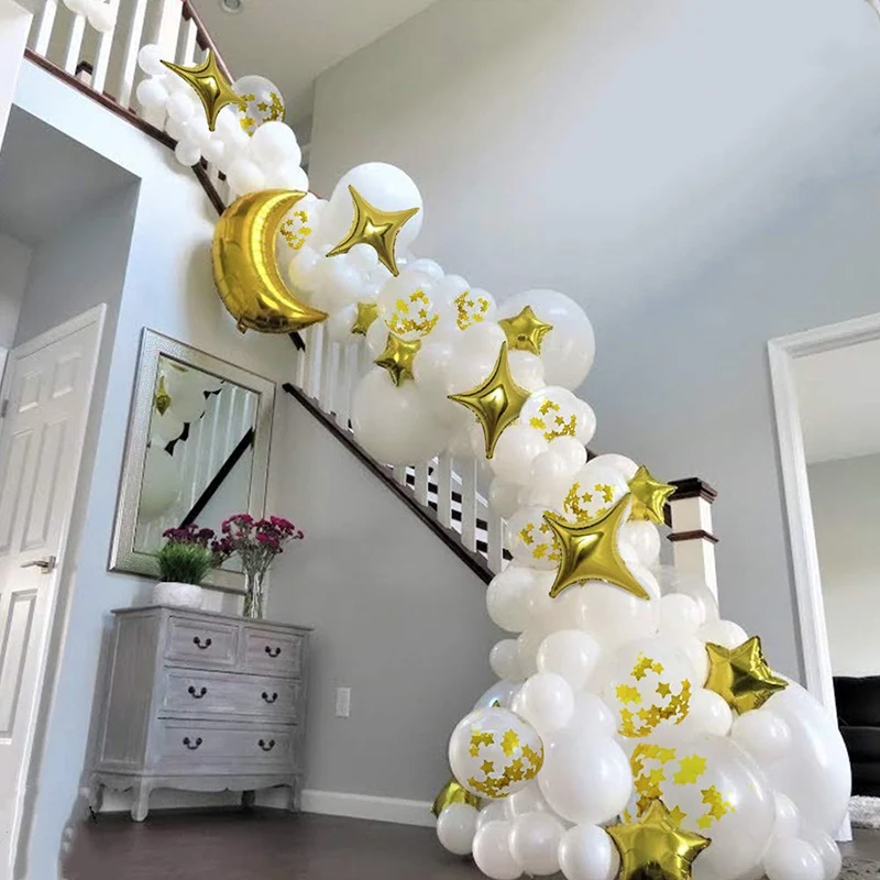 60Pcs Moon Star Balloon Set for Muslim EID Mubarak Festival Home DIY Decoration Ramadan Kareem Kids Birthday Party Ballon Globos