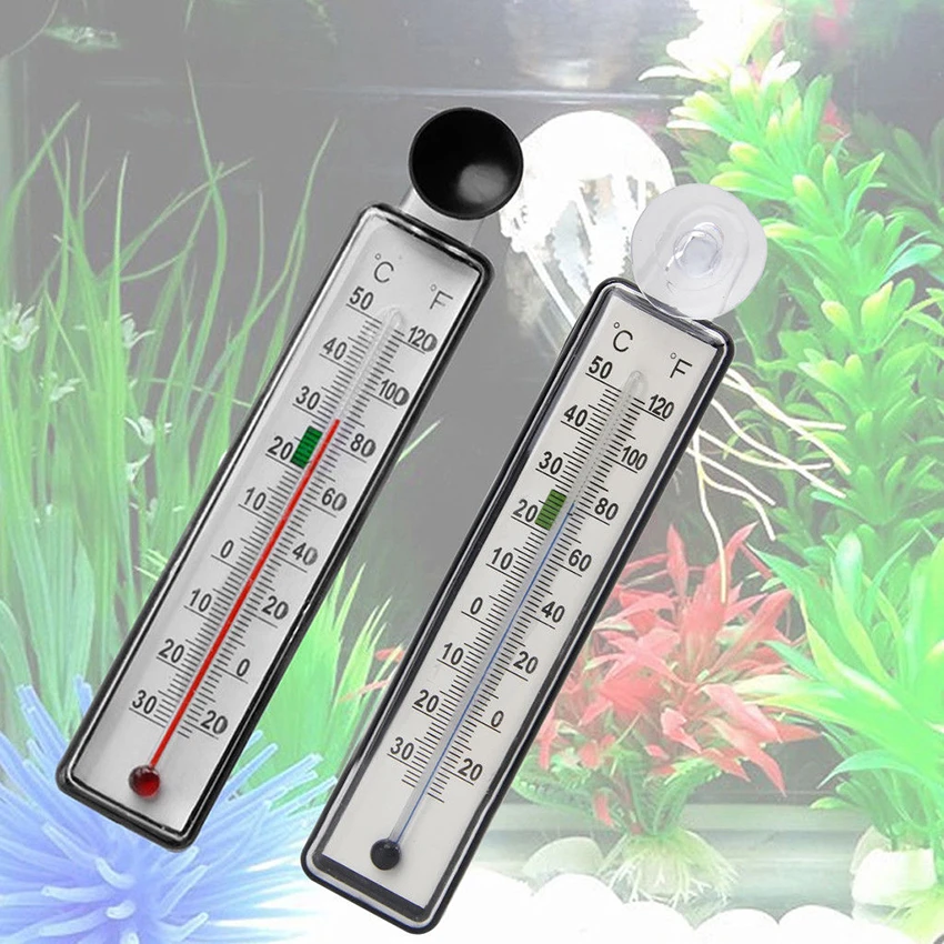 1PCS Aquarium Fish Tank Thermometer Glass Meter Water Temperature Gauge Suction Cup Waterproof Fish Tank Thermometer silent aquarium air pump