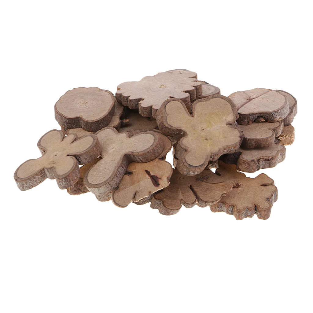 20pcs Irregular Shapes Wood Log Slices Discs Decorative Rustic Wedding Table