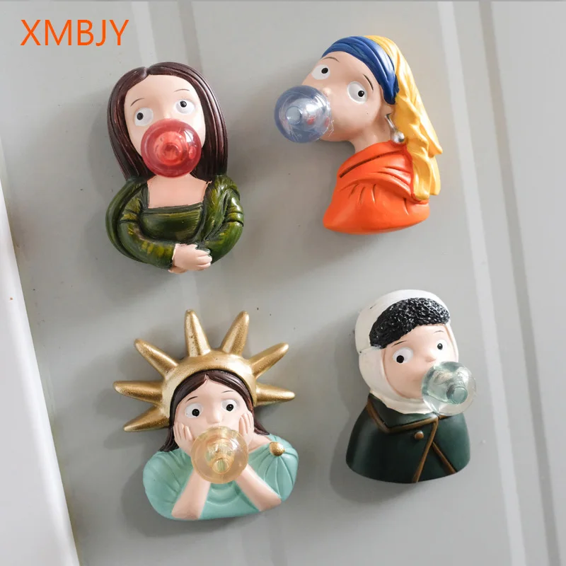Мультяшные 3D магниты на холодильник жемчужные серьги Ван Гог Мона Лиза для