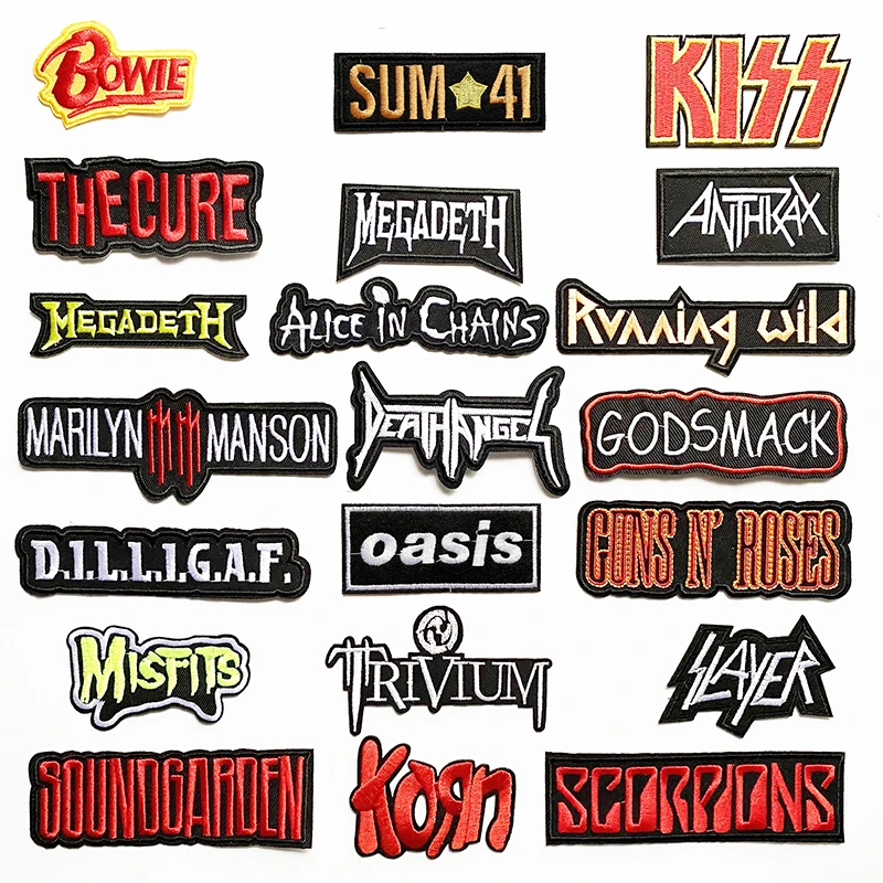 BAND ROCK MUSIC Iron On Patches Cloth Mend Decorate Clothes Apparel Sewing Decoration Applique Badges Heavy Metal