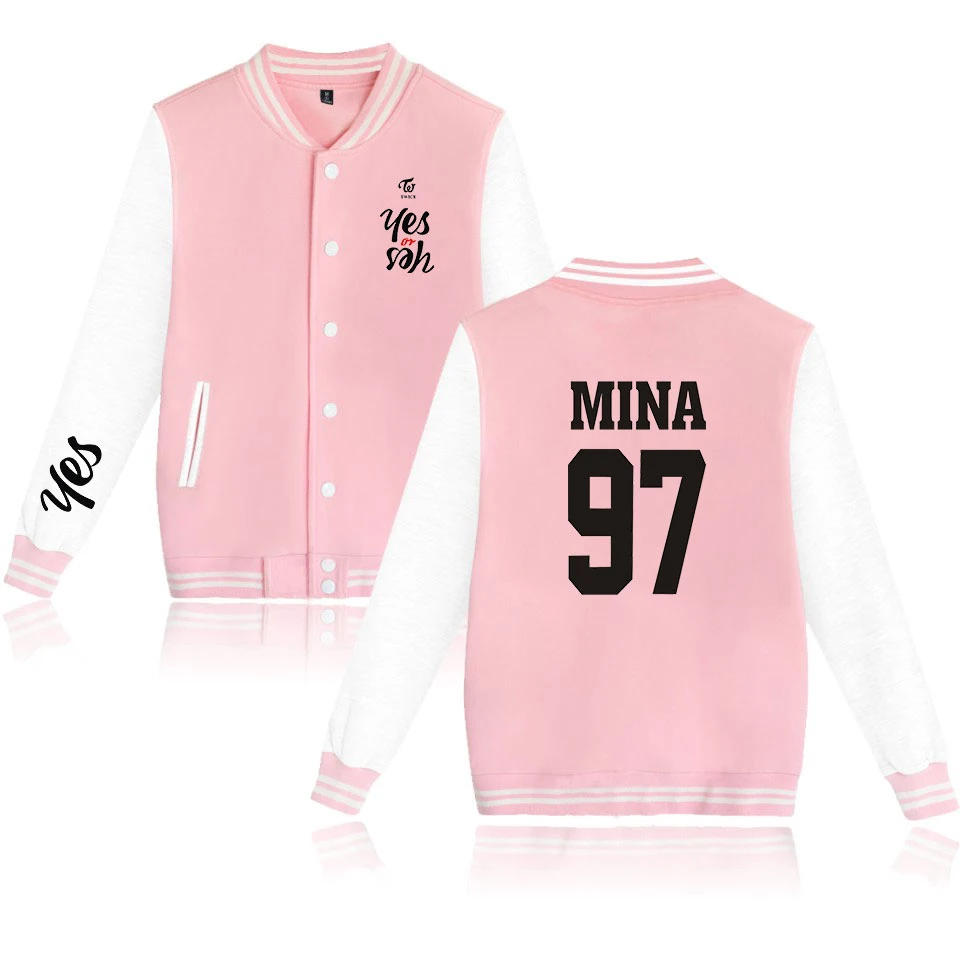 

New TWICE YES OR YES Baseball Jackets Women Autumn Winter Jacket Women Long sleeve Sweatshirt high quality Hoodies Kpop Clothes