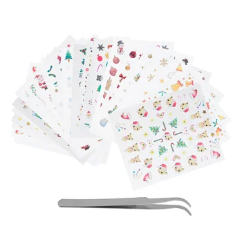 

24 Sheets Decals Christmas Festival DIY Snowman Winter Xmas Party Fingernail Decoration Nail Decals Nail Sticker Manicure Sticke