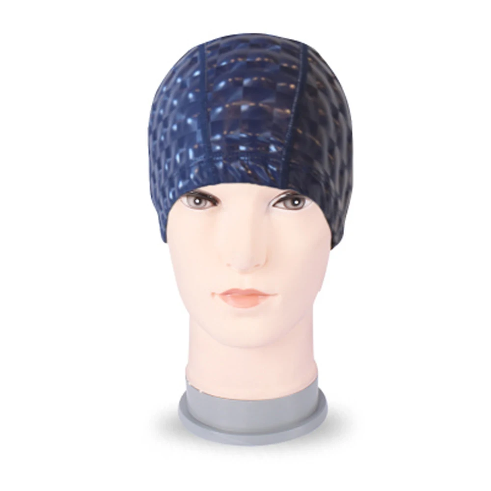 Navy Blue Мужская и Женская эластичная Водонепроницаемая Кепка для плавания из искусственной кожи свободного размера, тканевая кепка для защиты ушей и длинных волос, Спортивная Кепка для плавания и бассейна, Кепка для плавания и дайвинга - Цвет: Navy Blue