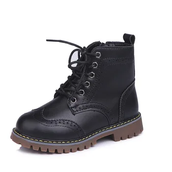 

Winter boys and girls snow boots to keep warm popular black hollow non-slip side zipper high boots lace up children's shoes new
