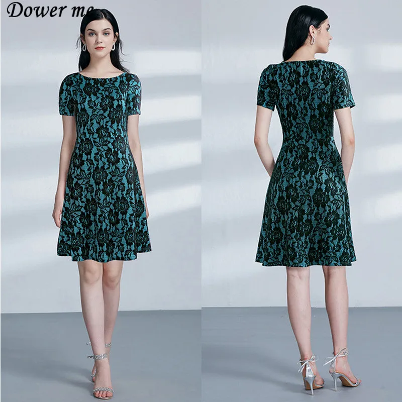 

Skyyue Short Sleeve Cocktail Dress O-Neck Knee-Length Vestido De Coctel 2019 Floral Print Robe Cocktail Gown C450