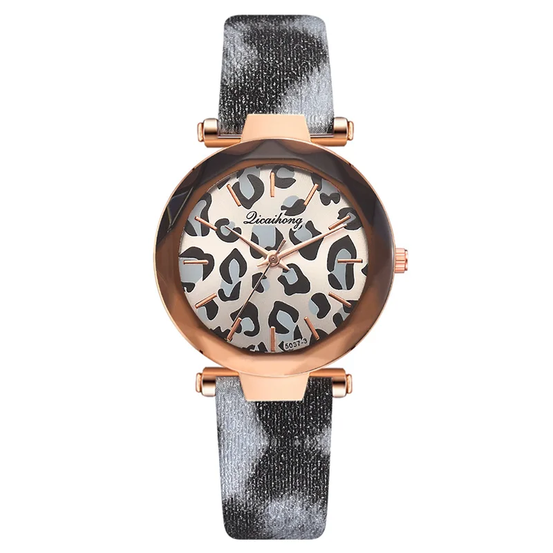 Романтические женские кварцевые часы роскошные сексуальные леопардовые часы с принтом для девочек огранка камня футболка по индивидуальному заказу распродажа Reloj Mujer подарок для влюбленных Новинка - Цвет: Blue